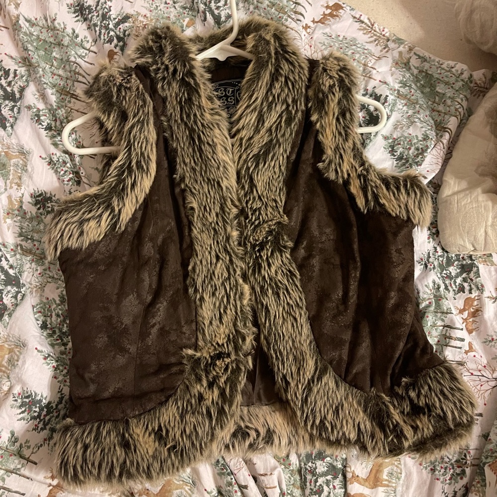 Brown fur vest